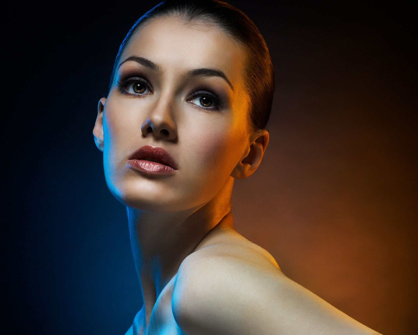a beauty girl on the dark background